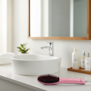 Brosse lissante électrique Myrva en céramique 45 W rose, outil de coiffage pour tous types de cheveux, usage domestique - Product Image 2