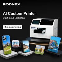 Imprimante à encre UV automatique PodNEX AI CMYK A3 à plat avec tête d'impression DX7 pour coques de téléphone Android en PVC, coques AirPods, 2400 DPI, tout-en-un