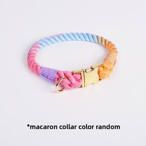 Collar de cuerda de algodón con diseño sólido moderno al por mayor, correa de perro tejida a mano, cintas con hebilla metálica ajustable, Collar de perro - Product Image 6
