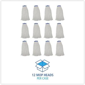 Boardwalk BWK724RCT 24 Onzas Cabezal de Mopa Plana de Rayón Blanco con Extremos Cortados para Uso en Húmedo, 12 Unidades/Caja - Product Image 6