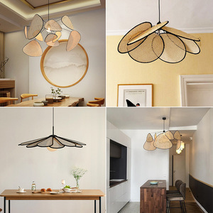 Rattan Woven Pendant Lamp E27 Led <b>Light</b> Round Single Head Chandelier For Living Room <b>Dining</b> Room Home Decor - Product Image 3