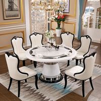 Modern Simple European Style 6-Personen-Esstisch Stuhl Set Natur marmor Massivholz Schwarz Weiß Plattenspieler für kleine