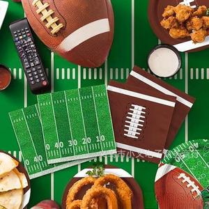 Platos de Papel, Servilletas y Mantel para Fiesta de Cumpleaños Infantil con Temática del Super Bowl de Fútbol Americano, Artículos de Fiesta, Conjuntos de Decoración para Fiestas - Product Image 3