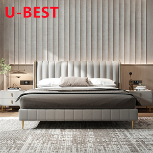 U-Best-Marco de cama doble de lujo, tela tapizada con madera MDF para muebles de dormitorio, muebles de madera Casal - Product Image 5