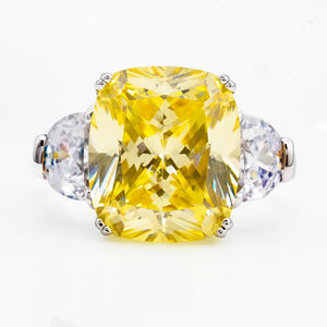 Anillo de compromiso de plata de ley 2020 con piedra amarilla, nuevo diseño, 925 - Product Image 1