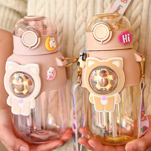 2026 680ml Children's Big Capacity Cartoon Eco-Friendly Water Bottle Straw BPA Free School Gym <b>Plastic</b> Active Kids - Product Image 3