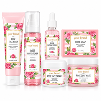 Ensemble de soins de la peau coréen en marque propre avec vitamine C et acide hyaluronique, sérum éclaircissant pour le visage à la rose pour unisexe