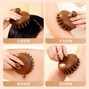 Sandalwood Round Massage Comb 15-20cm Scalp Meridian Care For Women - Product Image 3