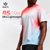 T-shirt de course ultra-léger personnalisé pour homme, imprimé dégradé, respirant, séchage rapide, coupe décontractée, idéal pour l'entraînement