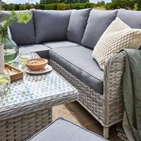 Muebles de jardín, sofá de esquina exterior de ratán impermeable con muebles de Hotel barroco otomano, juego de comedor para Patio con mesa elevadora