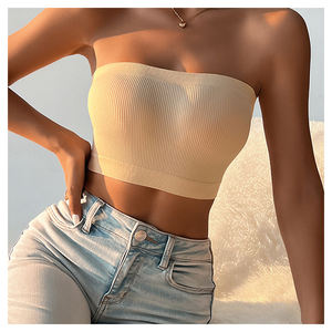 Sujetadores <span class=keywords><strong>sin</strong></span> tirantes antideslizantes, push-up, de punto, inalámbricos, tipo <span class=keywords><strong>bandeau</strong></span>, <span class=keywords><strong>sin</strong></span> costuras, cómodos, tipo top, con soporte y acolchados para mujer - Product Image 2