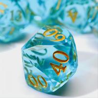 Ensemble de dés à arêtes diamantées en résine, dés DND RPG bleu droit, fabricant de dés personnalisés OEM, approvisionnement en gros