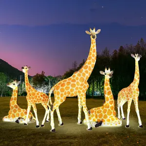 Gran estatua de fibra de vidrio de tamaño real personalizada, estatua de jirafa de fibra de vidrio de animales de zoológico