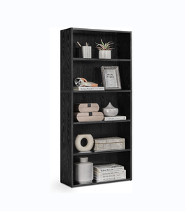 <span class=keywords><strong>OUHAN</strong></span>-Bibliothèque ouverte à 5 niveaux avec rangement réglable, unité sol à sol, noir - Product Image 1