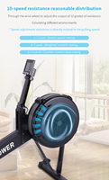 Máquina de Remo Ajustable para Gimnasio Comercial, Remo Plegable con Resistencia al Viento y Monitor LCD para Uso Doméstico