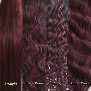 KEMY HAIR 13*6 Perruques synthétiques HD Lace Front Wig Highlight Burg Body Wave Perruques sans colle en fibre résistante à la chaleur pour femmes noires - Product Image 6