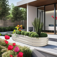 Kit de Lit de Jardin Surélevé Modulaire en Métal de 17 Pouces, Design Moderne, Grands Pots de Fleurs 9 en 1, Planteurs à Usage Domestique Extérieur