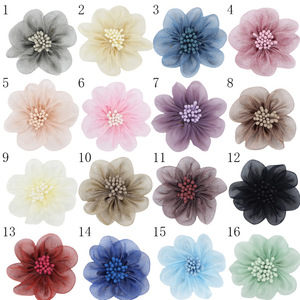 Parches de Flores de Organza de 5cm, 2g, con Base de Fieltro, Apliques de Flores de Tela Transparente para Vestidos, Sombreros, Decoración DIY, en Stock - Product Image 6
