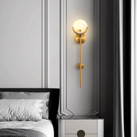 Applique murale en cuivre massif de style italien avec lumière LED chaude, pièce design pour salons, halls d'hôtels, villas, couloirs