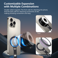 Support de téléphone magnétique portable, support de téléphone portable à aimant puissant, mini support de smartphone de poche, trépied pliable pour selfie