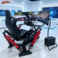 Cockpit de simulateur de course à mouvement complet 6 DOF avec siège, volant et pédales pour une expérience de simulation de course VR professionnelle