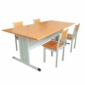Ensemble table et chaise de lecture en acier et bois HH 28, mobilier de bureau et de bibliothèque, combinaison libre, forme barre - Product Image 5