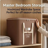 Sac de rangement pliable en tissu Oxford pour vêtements, avec fermeture éclair, poignée, fenêtre d'étiquetage, anti-poussière, organisateur de couettes et literie, pour déménagement et armoire, design moderne
