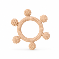 Anneau de dentition sphérique en silicone souple à bords ondulés, tactile, sans BPA ni phtalates pour bébé