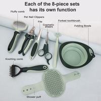 Kit de toilettage portable pour animaux de compagnie en gros – Ensemble de brosses de voyage 8-en-1 pour chiens et chats avec sac en TPR