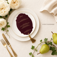 Carte de menu de mariage découpée sur mesure, forme festonnée, fabricant OEM ODM pour menus de restaurant