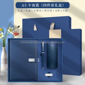 Luxury A5 PU Notebook Planner Custom Logo Corporate Gift Set Stainless Steel Thermos <b>Cup</b> Pen Silk Screen Printed Office Business - Product Image 5