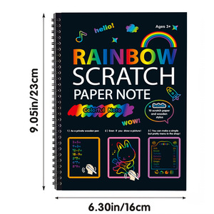 Low MOQ Newest Creative Spiral 16x23cm <b>Book</b> DIY Graffiti <b>Black</b> <b>Magic</b> Color Rainbow Scratch Paint - Product Image 3
