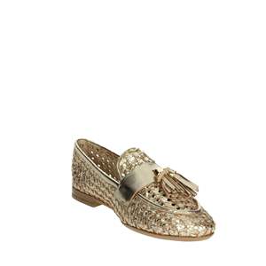 Mocasines de Mujer 95X6, Zapatos Planos de Cuero con Borlas Tejidas Doradas - Product Image 5