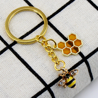 Porte-clés Abeille en Émail, Mignon Animal Insecte, Pendentif Ruche Émaillée, Couleur Or, pour Voiture et Sac, Bijou Décoratif, Cadeau