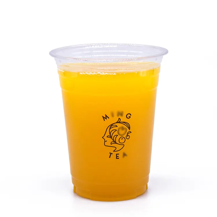 Биоразлагаемый компост, биоразлагаемый, с пользовательским логотипом, прозрачный ПЭТ, холодный напиток, 32 унции, одноразовые пластиковые чашки с крышкой