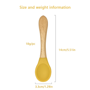 Cuillères en bambou avec tête en silicone et manche en bois, personnalisables avec logo, vente chaude ODM&OEM pour bébés - Product Image 2