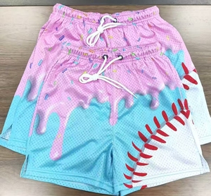 Celana Pendek Jaring Bisbol Anak Custom Sublimasi dengan Celana Pendek Jaring Lapis Ganda untuk Latihan Basket/Gym Unisex, Mock up Gratis - Product Image 3