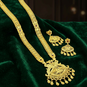 Venta al por mayor de collares largos de boda de oro de 14K, 18K, 24K con piedras AD, conjunto de joyería larga de latón dorado AD, conjunto de joyería de diseño tradicional - Product Image 1