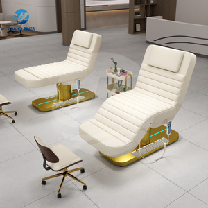 Silla Facial eléctrica con Base dorada <span class=keywords><strong>de</strong></span> estilo Popular, cama <span class=keywords><strong>de</strong></span> masaje con Control <span class=keywords><strong>de</strong></span> <span class=keywords><strong>pie</strong></span>, mesa elevadora <span class=keywords><strong>de</strong></span> masaje reclinable personalizada - Product Image 2
