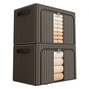 Foldable Metal Steel <b>Frame</b> Wardrobe Cabinet Storage Organizer Bins Oxford Fabric Storage Box with Windows - Product Image 3
