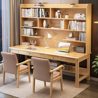Silla y mesa de ordenador, mesa minimalista moderna, escritorio de ordenador de estudio de madera, escritorio de doble Persona, estantería, escritorio de ordenador