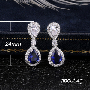 Orecchini da Sera Blu Reale a Goccia, Eleganti Gioielli Formali di Moda - Product Image 3