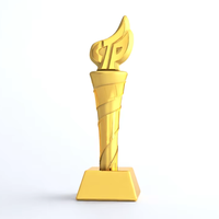 Trophée Torche Personnalisé en Alliage Métallique Doré, de Haute Qualité, pour Réunions Annuelles et Souvenirs d'Événements