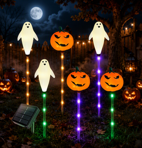 New Arrival Halloween <b>Pumpkin</b> Skeleton Ghost Lamp Solar-Powered IP44 Ground Stake Light Outdoor Courtyard Garden - Product Image 1