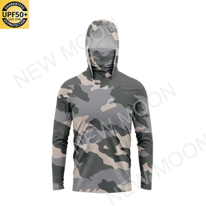 2025 New ngụy trang UPF 50 dài tay áo trùm đầu Áo sơ mi câu cá với mặt nạ UV bảo vệ thoải mái và thời trang tùy chỉnh - Product Image 2