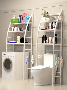 Étagère de rangement au-dessus de la machine à laver dans la salle de bain, étagère en acier inoxydable, espace à trois niveaux, étagère intégrée - Product Image 1