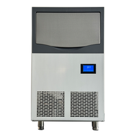 Machine à glaçons carrés automatique électrique 80 kg pour usage domestique et hôtelier avec distributeur d'eau en acier inoxydable