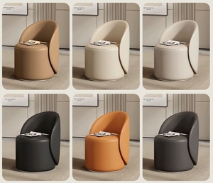 <span class=keywords><strong>Chaise</strong></span> de canapé de loisirs modernes chaises de salle à manger rotatives en <span class=keywords><strong>bois</strong></span> avec accoudoir en cuir Pu gris à dossier haut de luxe - Product Image 5