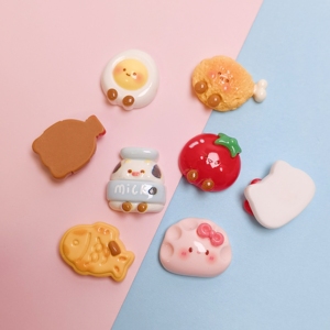 New Creative 100Pcs Mini Dessert Resin Charms Flatback Food Cabochon Beer Duck Chicken Cookies Milk Egg <strong>Craft</strong> for Jewelry Making - Product Image 2