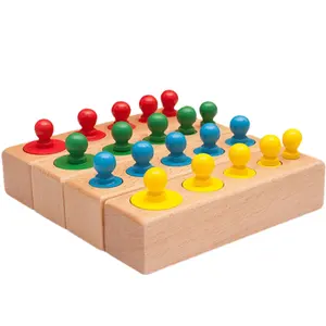 मोंटेसरी बेलनाकार रंग का संज्ञानात्मक सॉकेट बच्चों की प्रारंभिक शिक्षा पहेली लकड़ी के खिलौने
